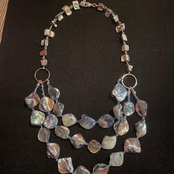 Iridescent Blue and Purple Tones Layered Statement Necklace - Picture 1 of 3